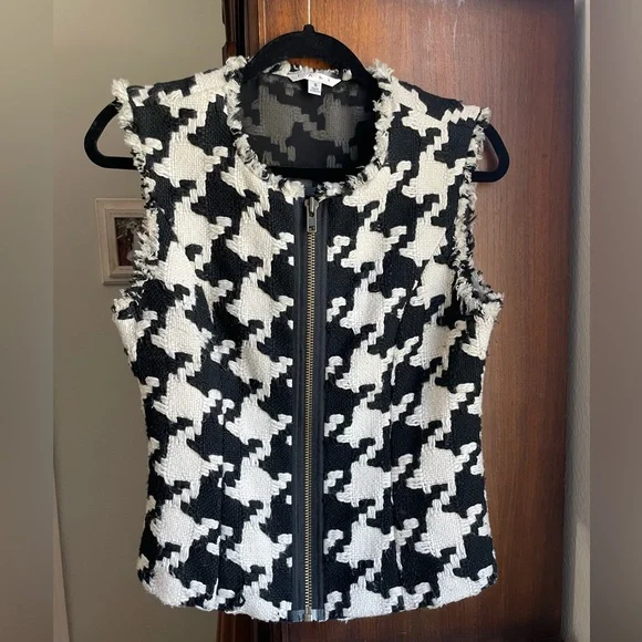 Black and White Houndstooth Sleeveless vest women’s size small - Picture 1 of 13